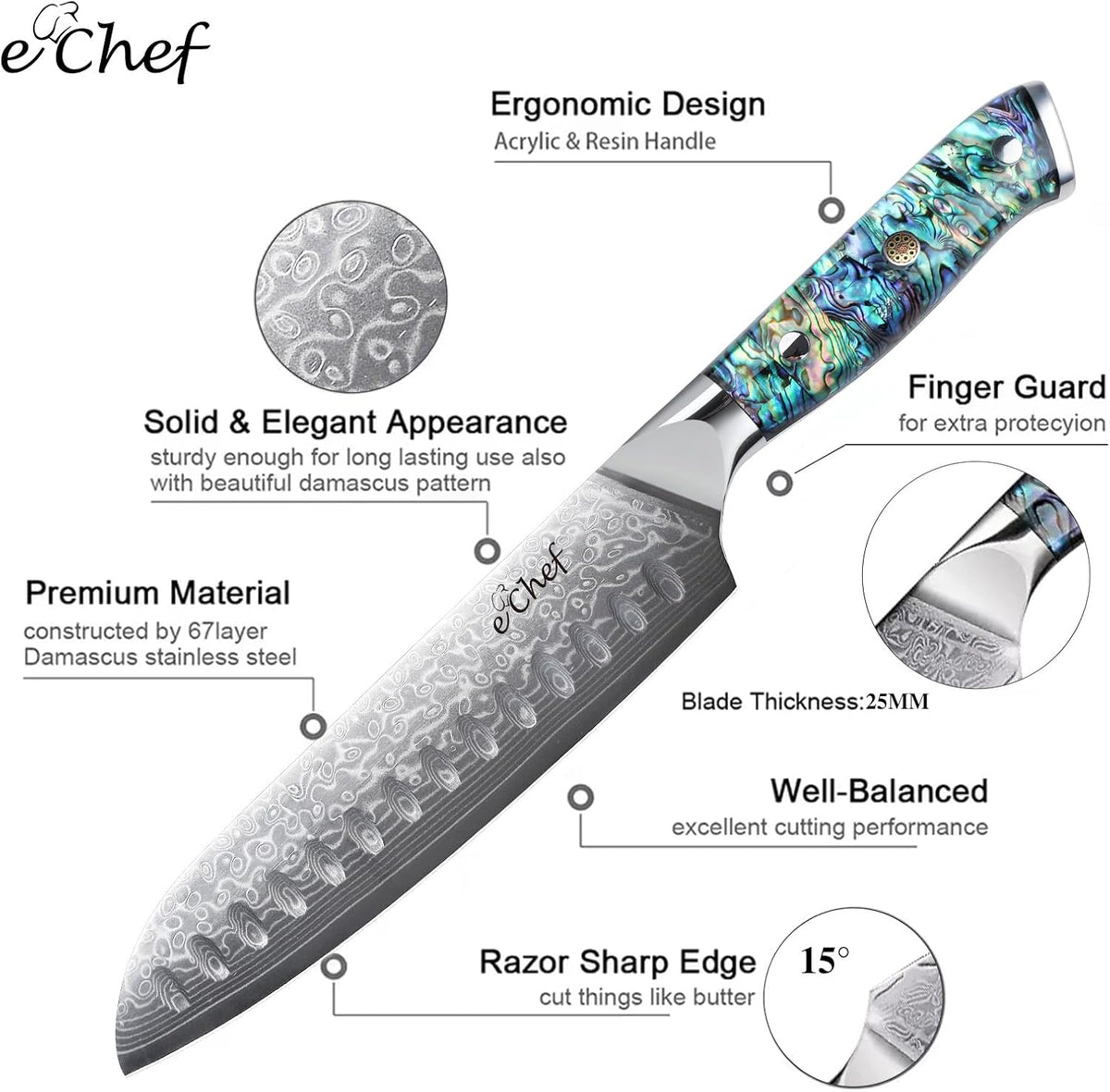 5-Inch Multifunctional Knife, 67-Layer Damascus VG-10 Steel, Abalone Handle, Sharp Knife for Fruits & Vegetables, Gift Box(5-inch utility knife)