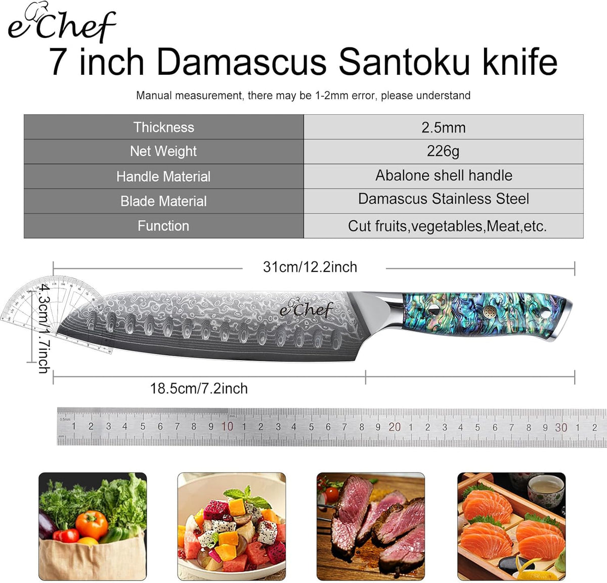 5-Inch Multifunctional Knife, 67-Layer Damascus VG-10 Steel, Abalone Handle, Sharp Knife for Fruits & Vegetables, Gift Box(5-inch utility knife)