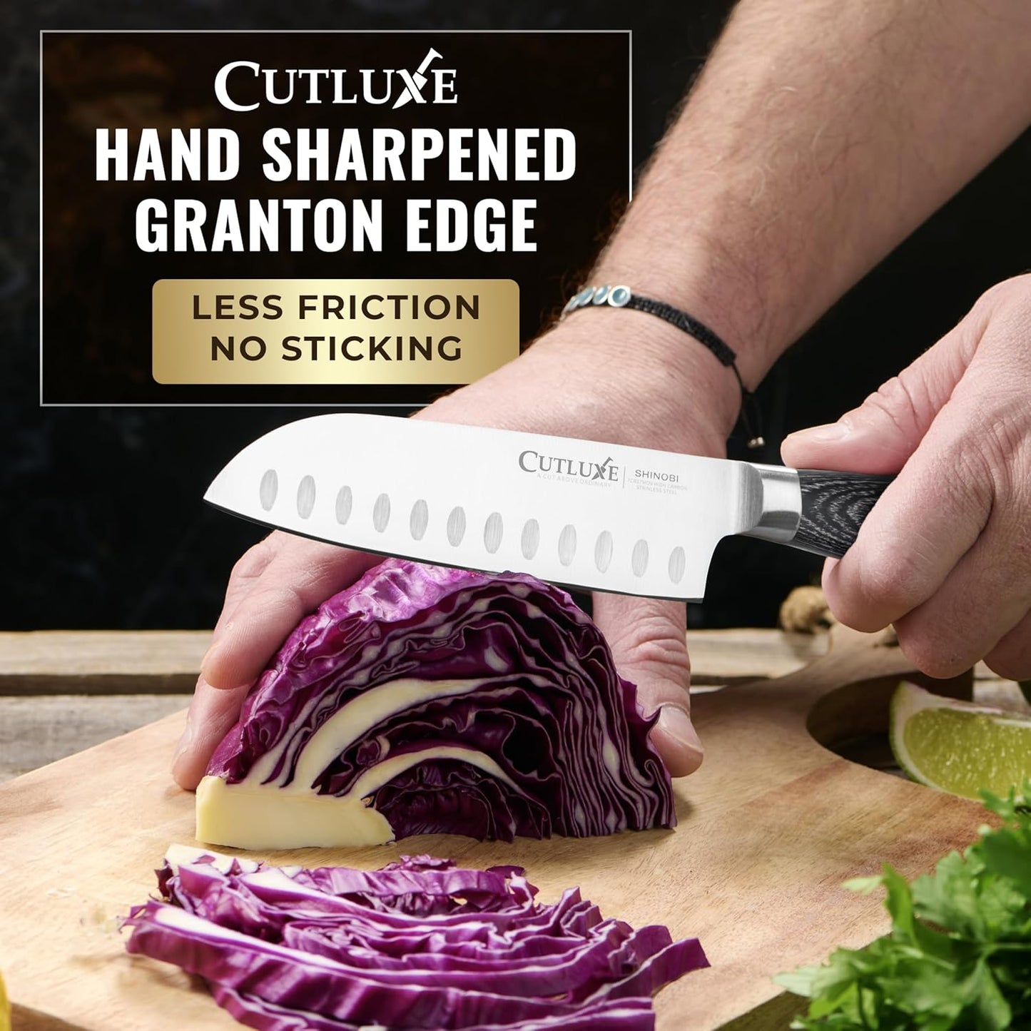 Santoku Knife, 5" Japanese Meat & Vegetable Knife for Chopping | Ultra Sharp High Carbon Stainless Steel, Full Tang Pakkawood Handle – Shinobi Series