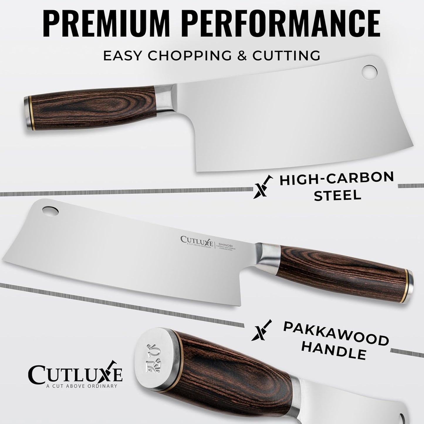 Santoku Knife, 5" Japanese Meat & Vegetable Knife for Chopping | Ultra Sharp High Carbon Stainless Steel, Full Tang Pakkawood Handle – Shinobi Series