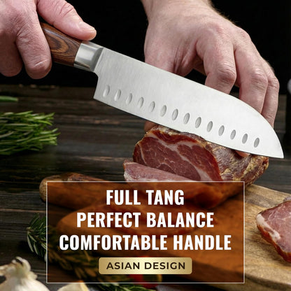 Santoku Knife, 5" Japanese Meat & Vegetable Knife for Chopping | Ultra Sharp High Carbon Stainless Steel, Full Tang Pakkawood Handle – Shinobi Series