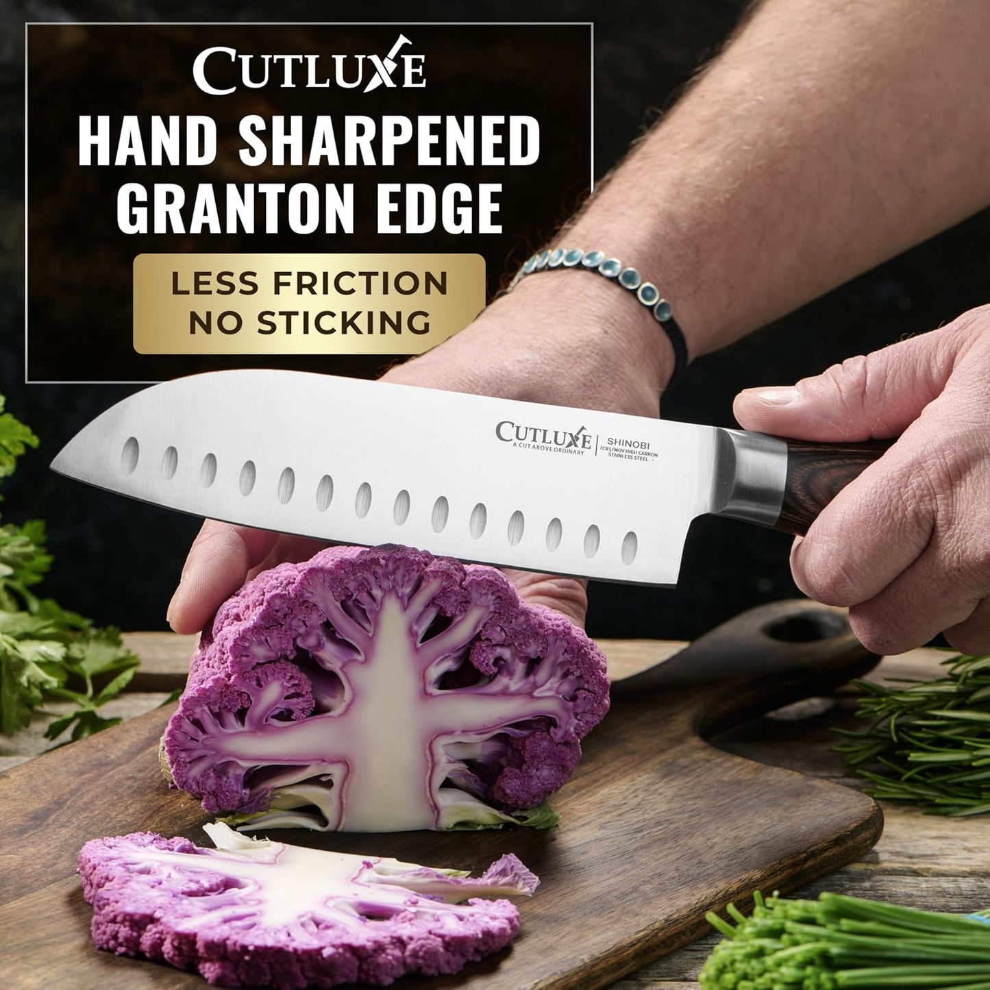 Santoku Knife, 5" Japanese Meat & Vegetable Knife for Chopping | Ultra Sharp High Carbon Stainless Steel, Full Tang Pakkawood Handle – Shinobi Series