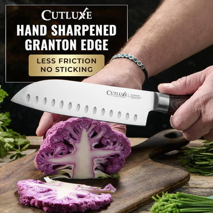 Santoku Knife, 5" Japanese Meat & Vegetable Knife for Chopping | Ultra Sharp High Carbon Stainless Steel, Full Tang Pakkawood Handle – Shinobi Series