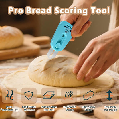 Professional Bread Lame,Upgraded Extractable & Magnetic Bread Lame Dough Scoring Tool,Premium Sourdough scoring tool for Sourdough Bread baking & Bread Making Tools,Includes 10 Razor Blades (Blue)
