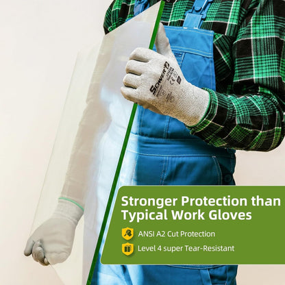 6 Pairs A2 Cut Resistant Work Gloves, Ultra Durable, LT5636, L | Certified to Level 6 Abrasion, Enhanced Safety, Strong Grip, 3D-Comfort, Breathable, Flexible, Construction, Garden, Mechanic