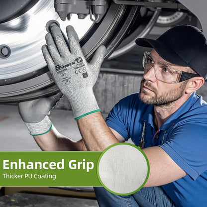 6 Pairs A2 Cut Resistant Work Gloves, Ultra Durable, LT5636, L | Certified to Level 6 Abrasion, Enhanced Safety, Strong Grip, 3D-Comfort, Breathable, Flexible, Construction, Garden, Mechanic
