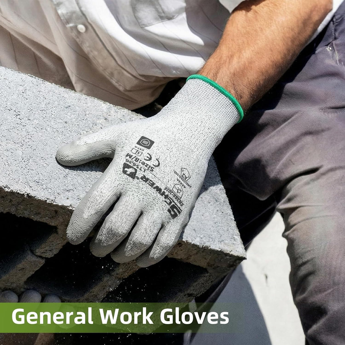 6 Pairs A2 Cut Resistant Work Gloves, Ultra Durable, LT5636, L | Certified to Level 6 Abrasion, Enhanced Safety, Strong Grip, 3D-Comfort, Breathable, Flexible, Construction, Garden, Mechanic