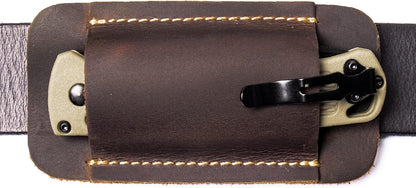 Leather Knife Sheath, Handmade Knife Holster, Horizontal Carry Leather Sheath for Belt, EDC Pocket Organizer for Men,Size S,Darkbrown