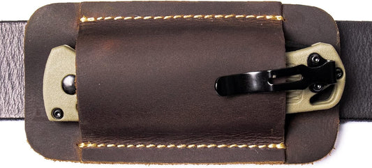 Leather Knife Sheath, Handmade Knife Holster, Horizontal Carry Leather Sheath for Belt, EDC Pocket Organizer for Men,Size S,Darkbrown