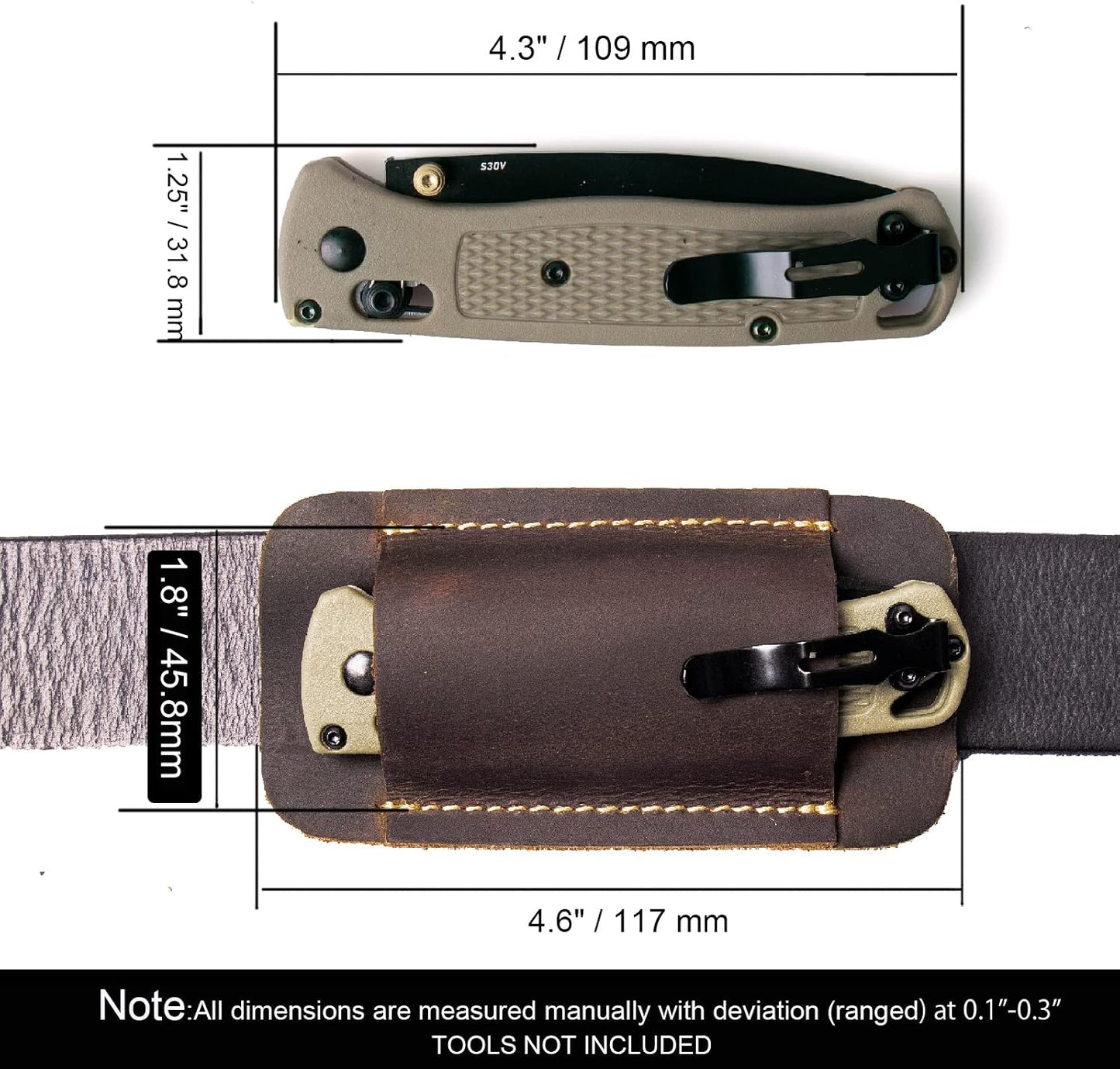 Leather Knife Sheath, Handmade Knife Holster, Horizontal Carry Leather Sheath for Belt, EDC Pocket Organizer for Men,Size S,Darkbrown