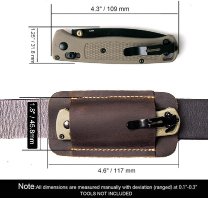 Leather Knife Sheath, Handmade Knife Holster, Horizontal Carry Leather Sheath for Belt, EDC Pocket Organizer for Men,Size S,Darkbrown