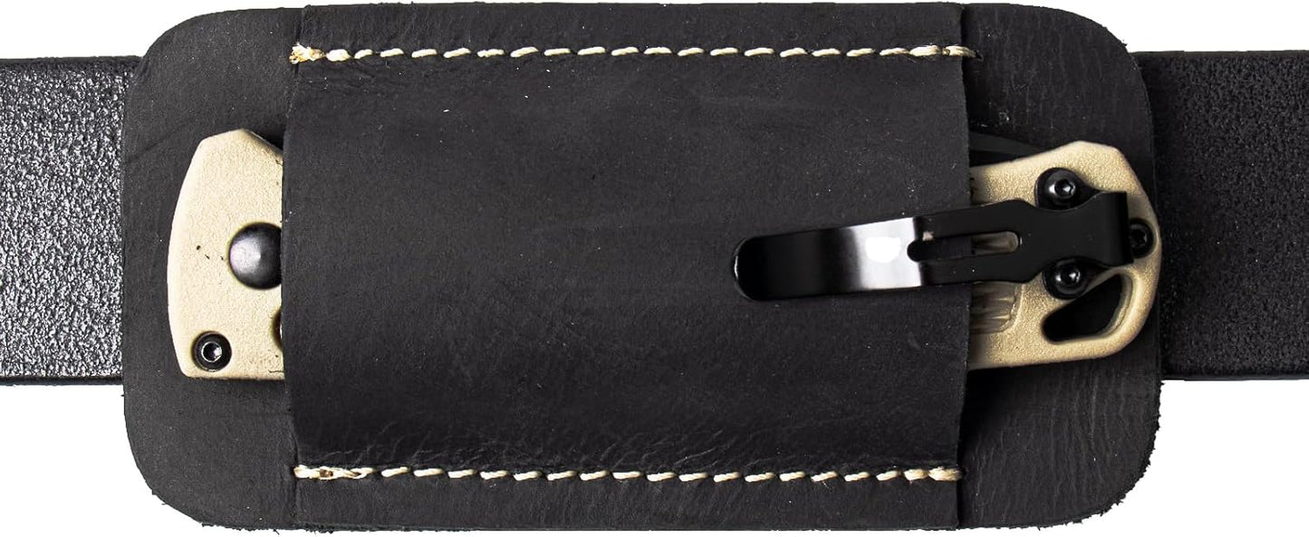 Leather Knife Sheath, Handmade Knife Holster, Horizontal Carry Leather Sheath for Belt, EDC Pocket Organizer for Men,Size S,Darkbrown