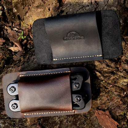 Leather Knife Sheath, Handmade Knife Holster, Horizontal Carry Leather Sheath for Belt, EDC Pocket Organizer for Men,Size S,Darkbrown