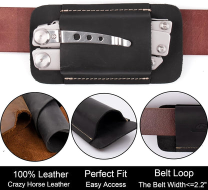 Leather Knife Sheath, Handmade Knife Holster, Horizontal Carry Leather Sheath for Belt, EDC Pocket Organizer for Men,Size S,Darkbrown