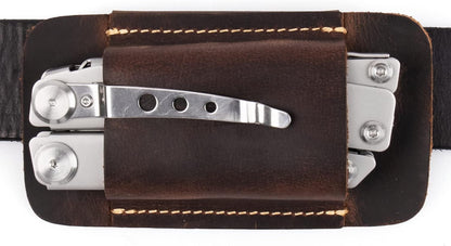 Leather Knife Sheath, Handmade Knife Holster, Horizontal Carry Leather Sheath for Belt, EDC Pocket Organizer for Men,Size S,Darkbrown