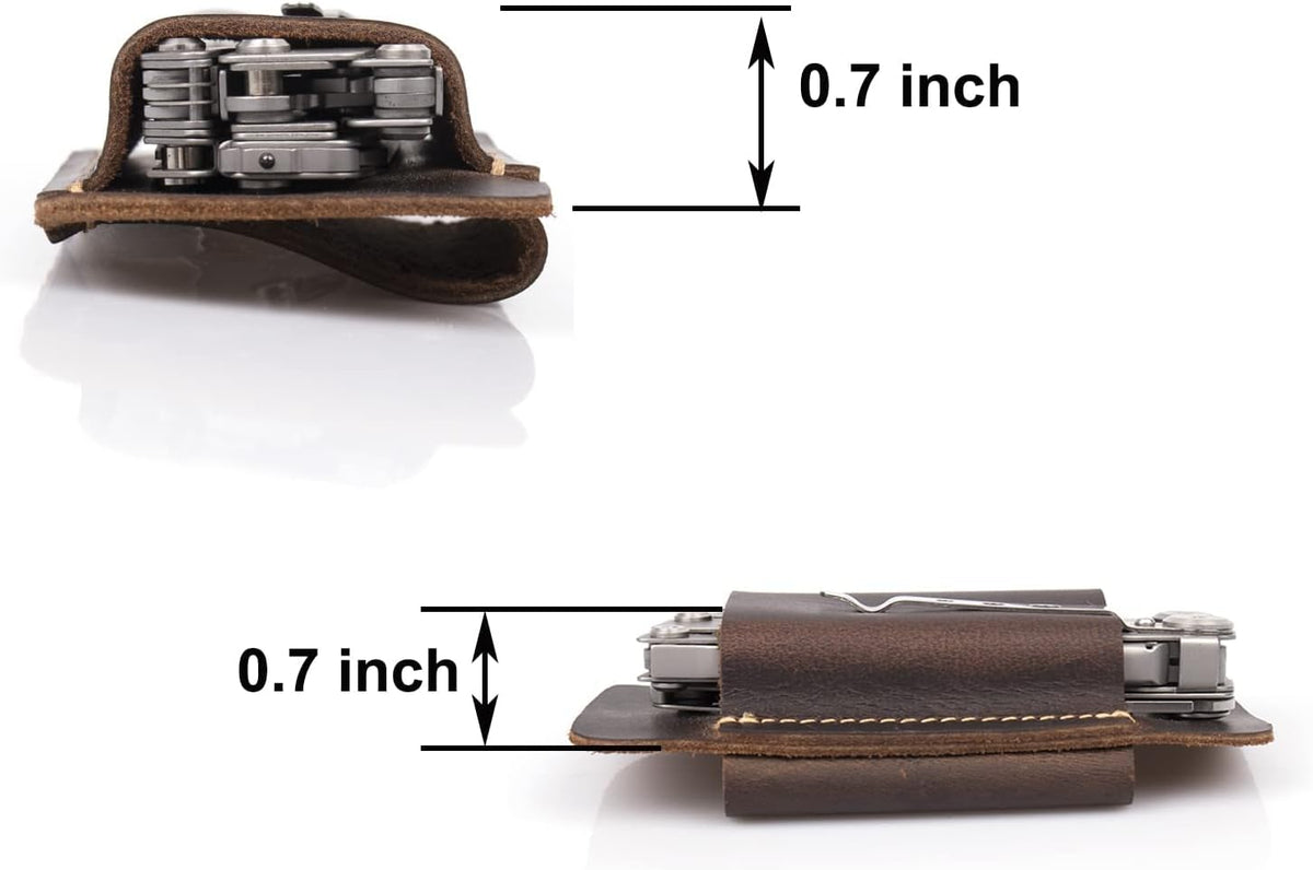 Leather Knife Sheath, Handmade Knife Holster, Horizontal Carry Leather Sheath for Belt, EDC Pocket Organizer for Men,Size S,Darkbrown