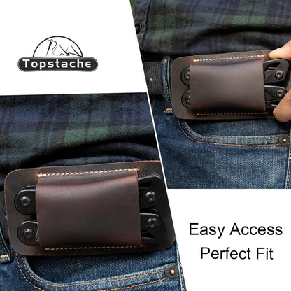 Leather Knife Sheath, Handmade Knife Holster, Horizontal Carry Leather Sheath for Belt, EDC Pocket Organizer for Men,Size S,Darkbrown