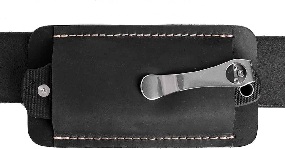 Leather Knife Sheath, Handmade Knife Holster, Horizontal Carry Leather Sheath for Belt, EDC Pocket Organizer for Men,Size S,Darkbrown