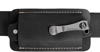 Leather Knife Sheath, Handmade Knife Holster, Horizontal Carry Leather Sheath for Belt, EDC Pocket Organizer for Men,Size S,Darkbrown