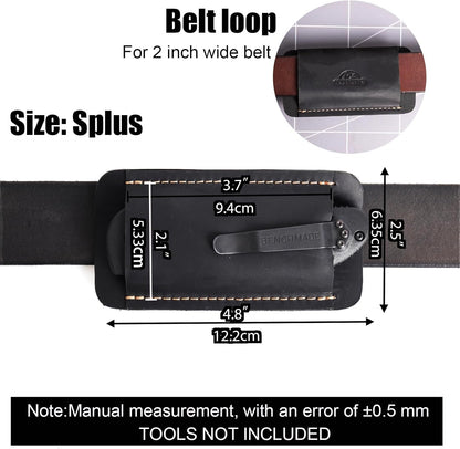 Leather Knife Sheath, Handmade Knife Holster, Horizontal Carry Leather Sheath for Belt, EDC Pocket Organizer for Men,Size S,Darkbrown
