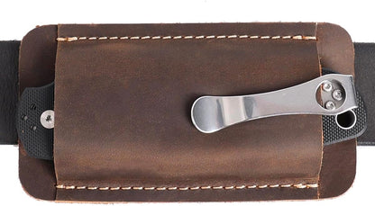 Leather Knife Sheath, Handmade Knife Holster, Horizontal Carry Leather Sheath for Belt, EDC Pocket Organizer for Men,Size S,Darkbrown