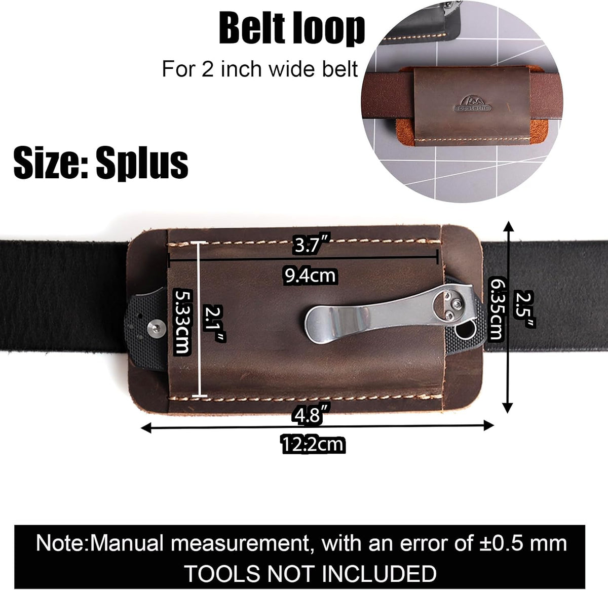 Leather Knife Sheath, Handmade Knife Holster, Horizontal Carry Leather Sheath for Belt, EDC Pocket Organizer for Men,Size S,Darkbrown