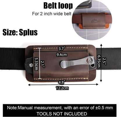 Leather Knife Sheath, Handmade Knife Holster, Horizontal Carry Leather Sheath for Belt, EDC Pocket Organizer for Men,Size S,Darkbrown