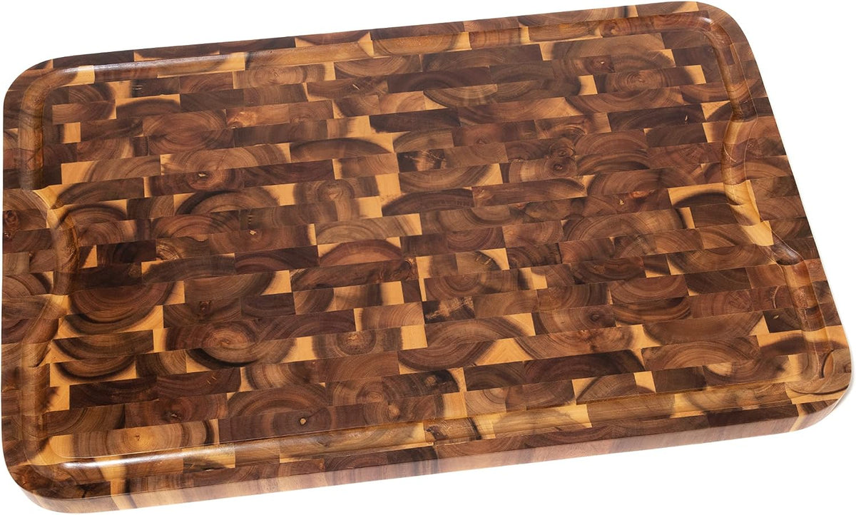 1260 Acacia Supreme End Grain Cutting and Carving Board with Juice Groove, 24" x 16" x 1"