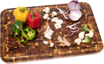 1260 Acacia Supreme End Grain Cutting and Carving Board with Juice Groove, 24" x 16" x 1"