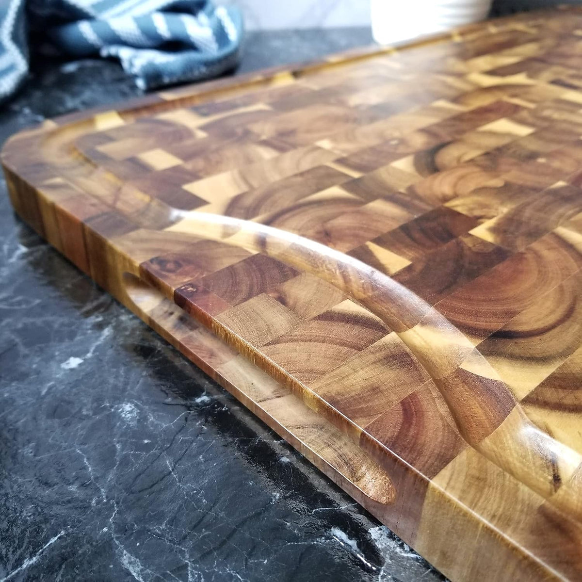 1260 Acacia Supreme End Grain Cutting and Carving Board with Juice Groove, 24" x 16" x 1"