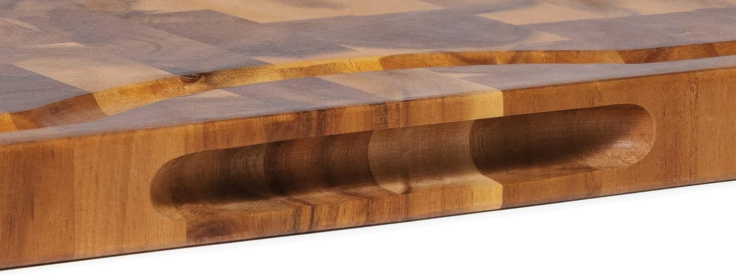 1260 Acacia Supreme End Grain Cutting and Carving Board with Juice Groove, 24" x 16" x 1"