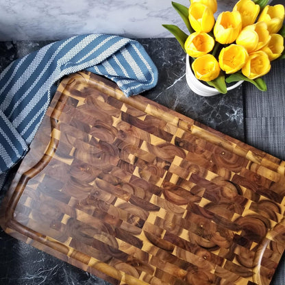 1260 Acacia Supreme End Grain Cutting and Carving Board with Juice Groove, 24" x 16" x 1"