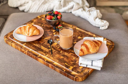 1260 Acacia Supreme End Grain Cutting and Carving Board with Juice Groove, 24" x 16" x 1"