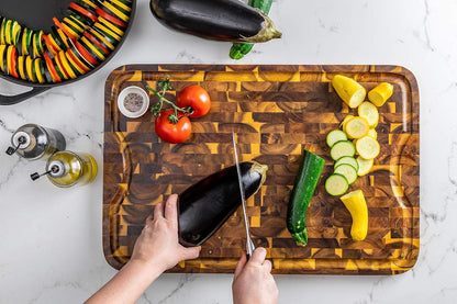 1260 Acacia Supreme End Grain Cutting and Carving Board with Juice Groove, 24" x 16" x 1"