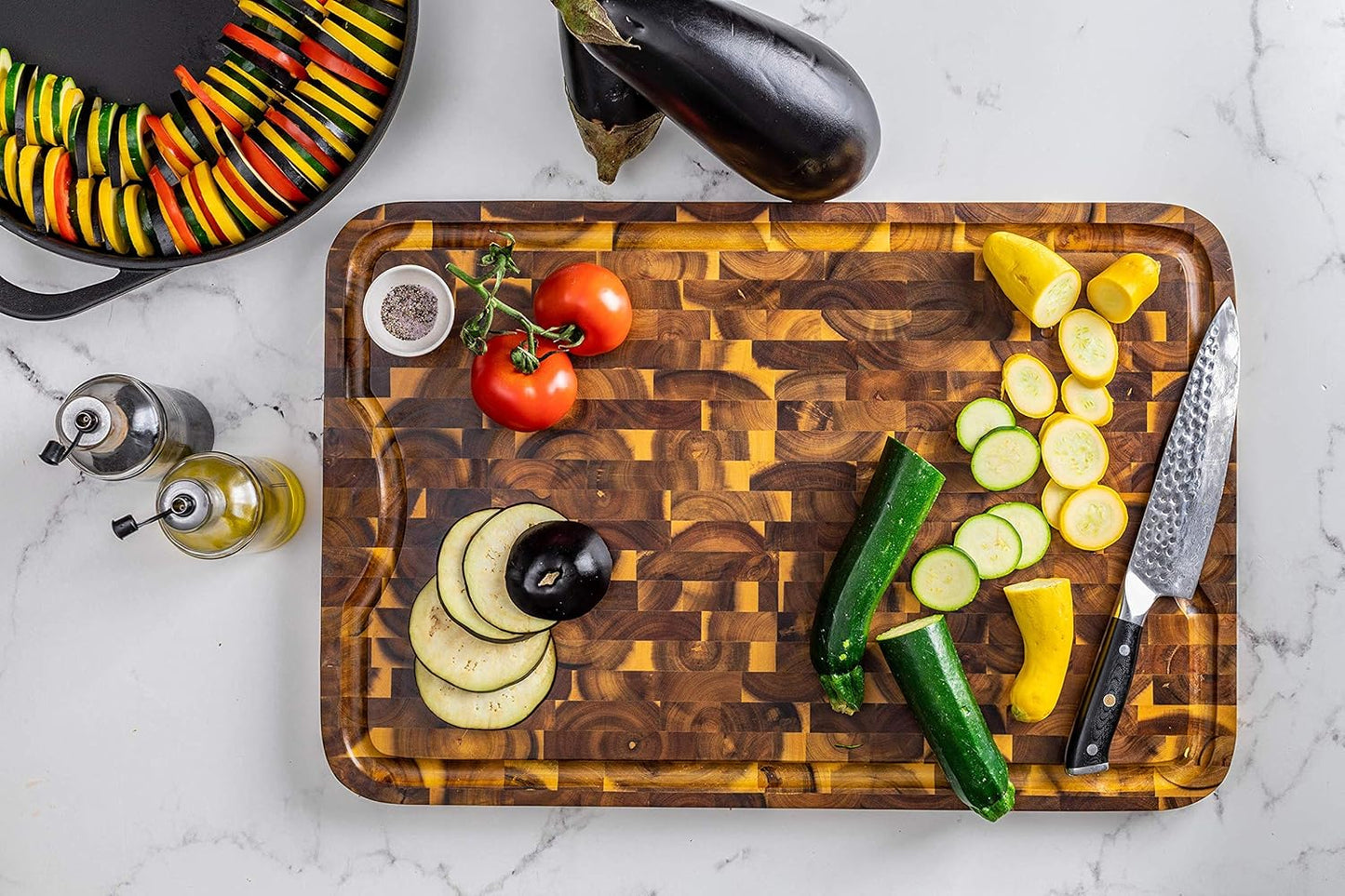 1260 Acacia Supreme End Grain Cutting and Carving Board with Juice Groove, 24" x 16" x 1"