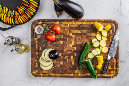 1260 Acacia Supreme End Grain Cutting and Carving Board with Juice Groove, 24" x 16" x 1"