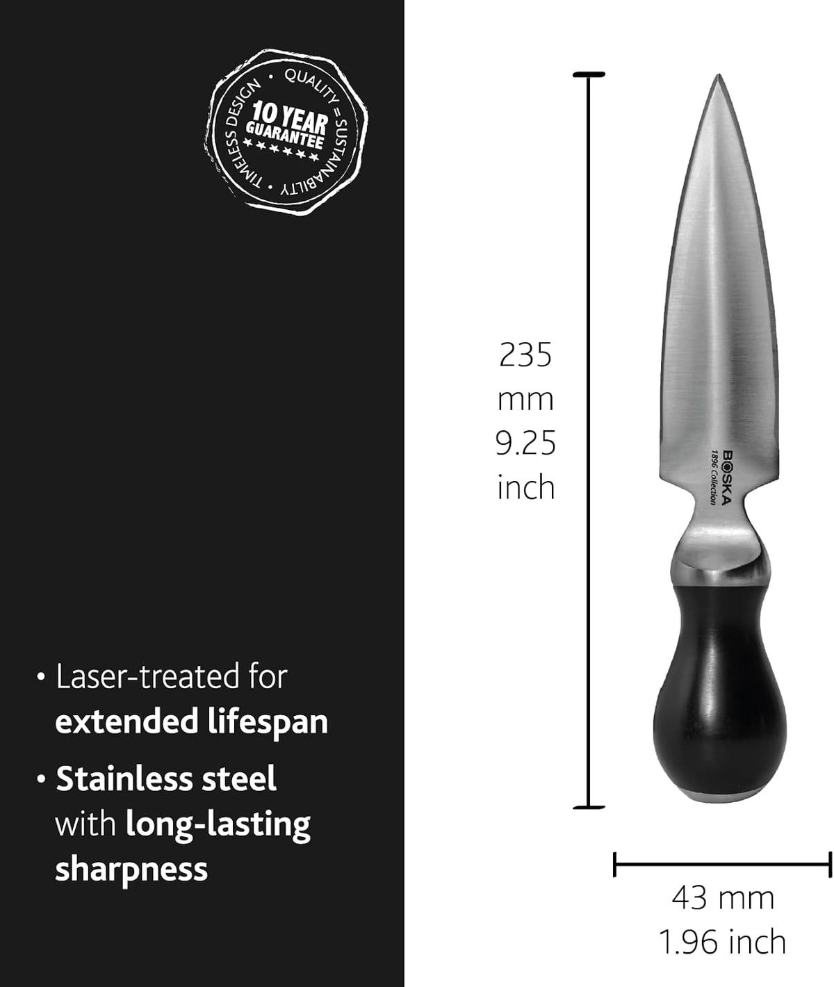 Cheese Scoring Knife Pro 90mm - Premium Quality - German Steel - 1896 Collection - for Hard Cheese Like Parmesan or Gouda - 1896 Collection