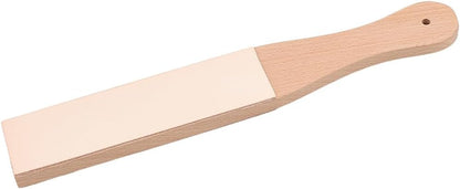11.06 x 1.69 Inch Double-Sided Beech Wood Leather Strop for Knife Sharpening Small Leather Honing Stropping Sharpener with Ergonomic Handle Block Polishing Woodcarving Tool for Handwork