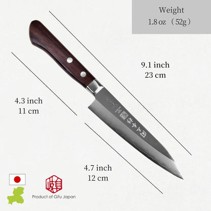 Japanese Petty Knife 8A Stainless Steel Paring Knife Rose Wood Handle 4.7” | Fruit Knife Seki Japan Seki SANBONSUG 120mm