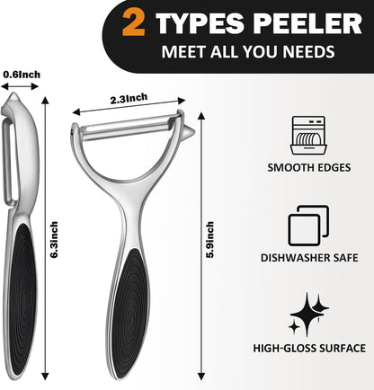 Vegetable Peeler for Kitchen, Potato Peelers for Fruit Straight Blade, Durable Non-Slip Handle, Set of 2