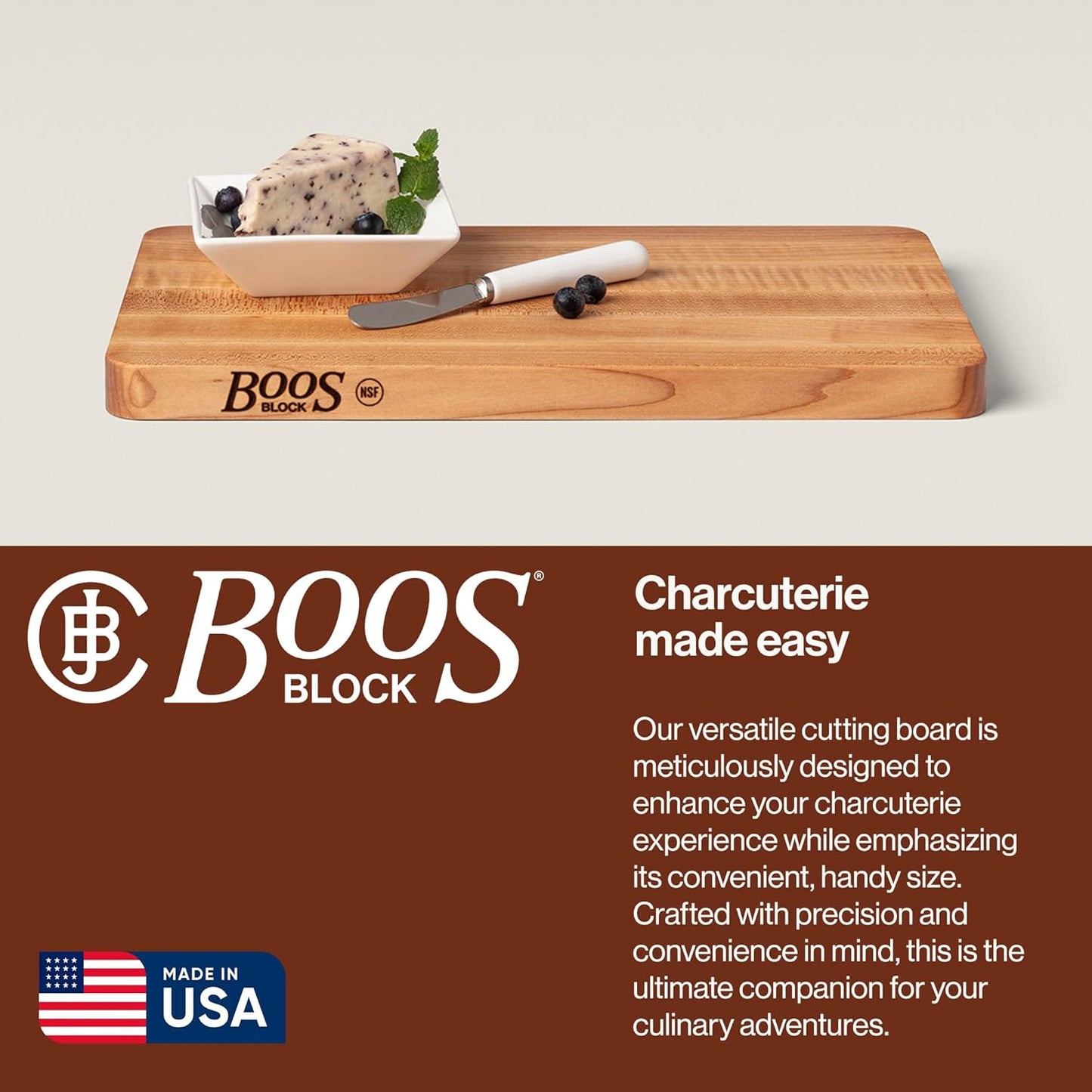 Chop-N-Slice Series Rectangular Maple Cutting Board, 16" x 10" x 1", 4.5 lb – Reversible Edge-Grain Butcher Block, Made in the USA