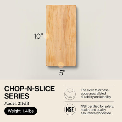 Chop-N-Slice Series Rectangular Maple Cutting Board, 16" x 10" x 1", 4.5 lb – Reversible Edge-Grain Butcher Block, Made in the USA