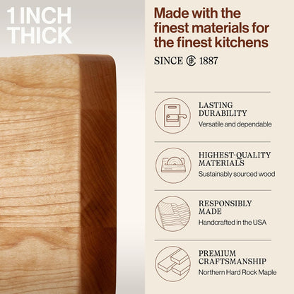 Chop-N-Slice Series Rectangular Maple Cutting Board, 16" x 10" x 1", 4.5 lb – Reversible Edge-Grain Butcher Block, Made in the USA