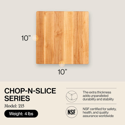 Chop-N-Slice Series Rectangular Maple Cutting Board, 16" x 10" x 1", 4.5 lb – Reversible Edge-Grain Butcher Block, Made in the USA