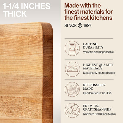 Chop-N-Slice Series Rectangular Maple Cutting Board, 16" x 10" x 1", 4.5 lb – Reversible Edge-Grain Butcher Block, Made in the USA