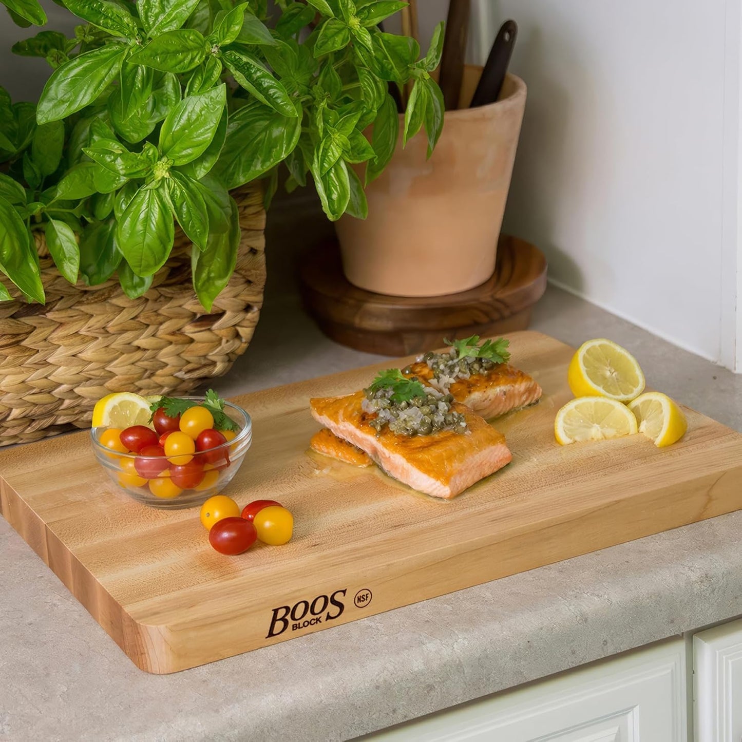 Chop-N-Slice Series Rectangular Maple Cutting Board, 16" x 10" x 1", 4.5 lb – Reversible Edge-Grain Butcher Block, Made in the USA