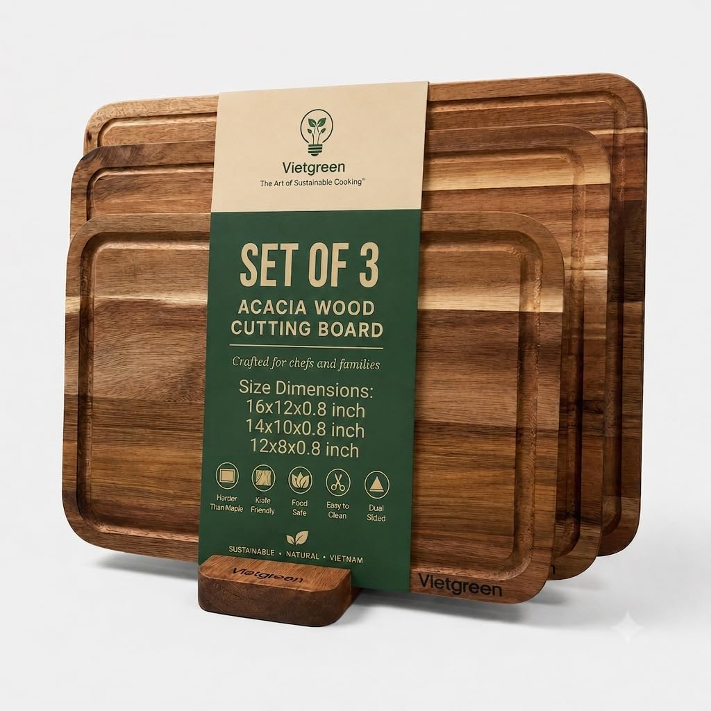 Teak End Grain Cutting Board 20x14x1.5", Deep Juice Groove & Side Handles