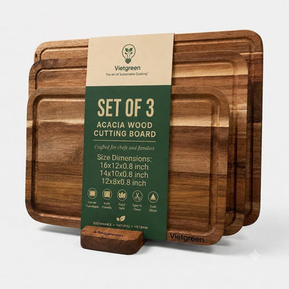 Teak End Grain Cutting Board 20x14x1.5", Deep Juice Groove & Side Handles