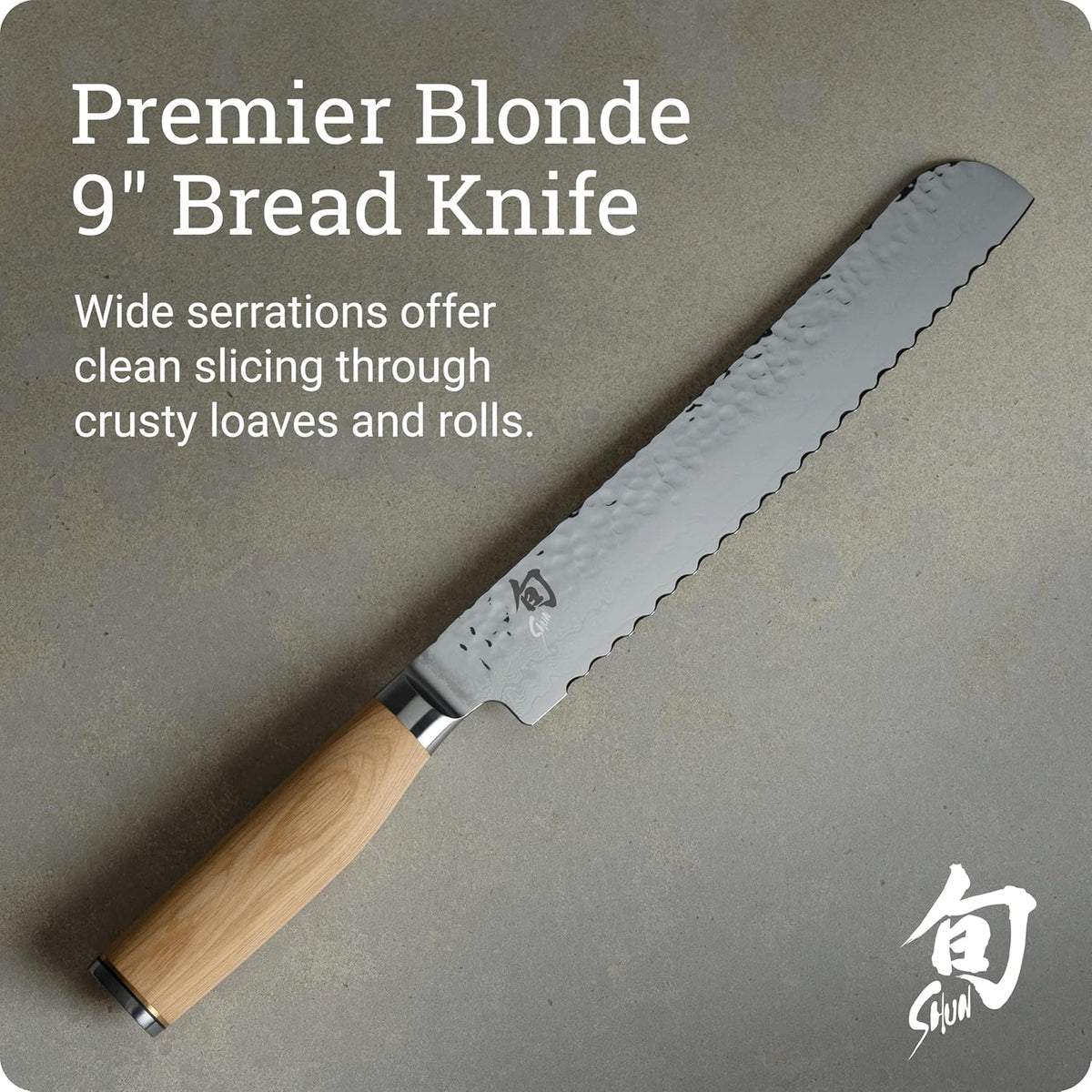 Premier 9" Bread Knife, Handcrafted Japanese Serrated Knife, VG-MAX Core with Damascus Stainless Steel Cladding, Pakkawood Handle, Slicing Tool for Professional and Home Chefs