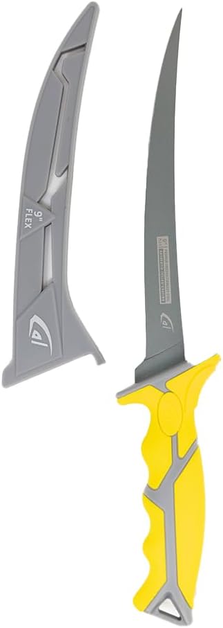 Gambler 9" Flex Fillet Knife Yellow Karl Fishing Knives, Bait Knife, Premium Swedish Stainless Steel Blade, Non-Stick Teflon Coating for Smooth, Precise Cuts, Freshwater/Saltwater